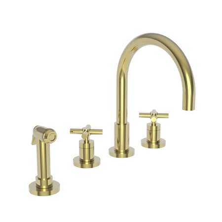 Newport Brass Kitchen Faucet With Side Spray in Polished Brass Uncoated (Living) 9911L-03N